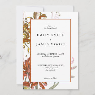 Elegant Rustic Floral Autumn Fall Wedding Kaart