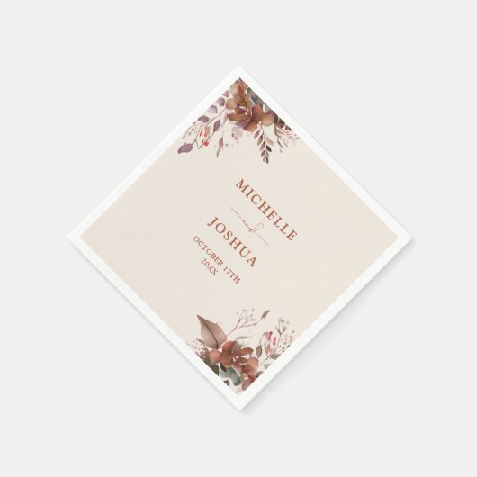 Elegant Rustic Floral Autumn Fall Wedding Servet (Hoek)