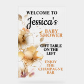 Elegant Rustic Floral Baby Shower Acryl Bord (Voorkant)