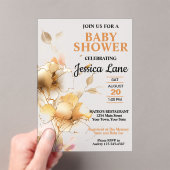 Elegant Rustic Floral Baby Shower Acryl Uitnodigingen (Insitu (Draagbaar))