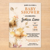 Elegant Rustic Floral Baby Shower Acryl Uitnodigingen (Voorkant)