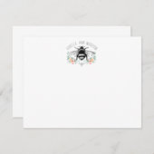 Elegant Rustic Floral Bee Note Kaart Notitiekaartje (Voorkant / Achterkant)