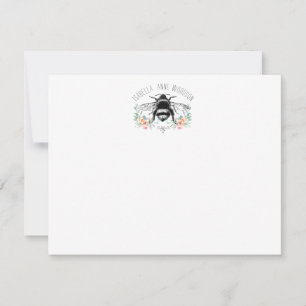 Elegant Rustic Floral Bee Note Kaart Notitiekaartje