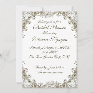 Elegant Rustic Floral Bridal Shower Kaart