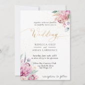 Elegant Rustic Floral bruiloft Kaart (Voorkant)