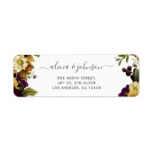 Elegant rustic floral fall bruiloft return address etiket (Voorkant)