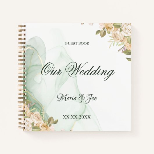 Elegant Rustic Floral Greenery trouwgastenboek Notitieboek (Voorkant)
