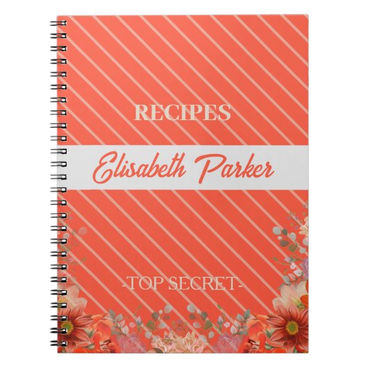 Elegant rustic floral kitchen cookbook recipes notitieboek (Voorkant)
