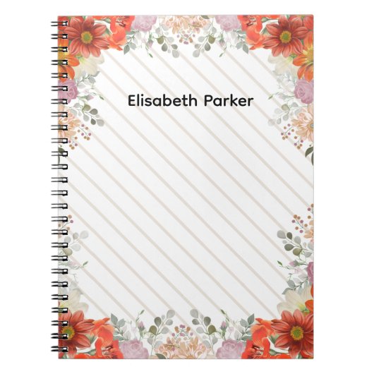 Elegant rustic floral kitchen cookbook recipes notitieboek (Voorkant)