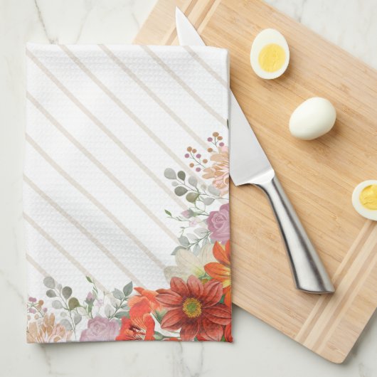 Elegant rustic floral kitchen theedoek (Quarter Fold)