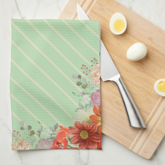 Elegant rustic floral kitchen theedoek (Quarter Fold)