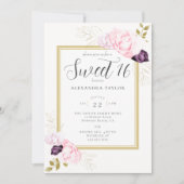 Elegant Rustic Floral Lijst Rozen Gold Sweet 16 Kaart (Voorkant)