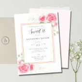 Elegant Rustic Floral Lijst Rozen Script Sweet 16 Kaart
