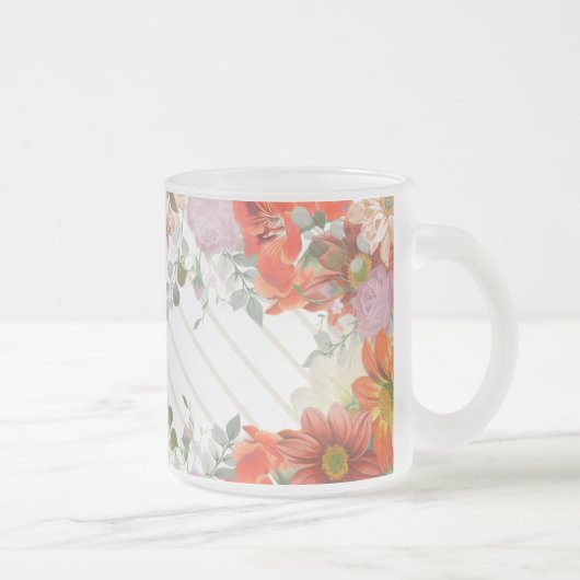 Elegant rustic floral  matglas koffiemok (Rechts)