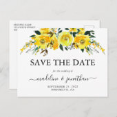 Elegant Rustic Floral Mustard Yellow Save the date Aankondigingskaart (Voorkant / Achterkant)