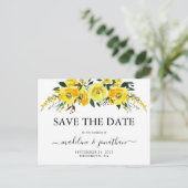 Elegant Rustic Floral Mustard Yellow Save the date Aankondigingskaart (Staand voorkant)
