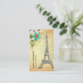 Elegant  Rustic Floral Paris Eiffel Tower Visitekaartje (Staand voorkant)