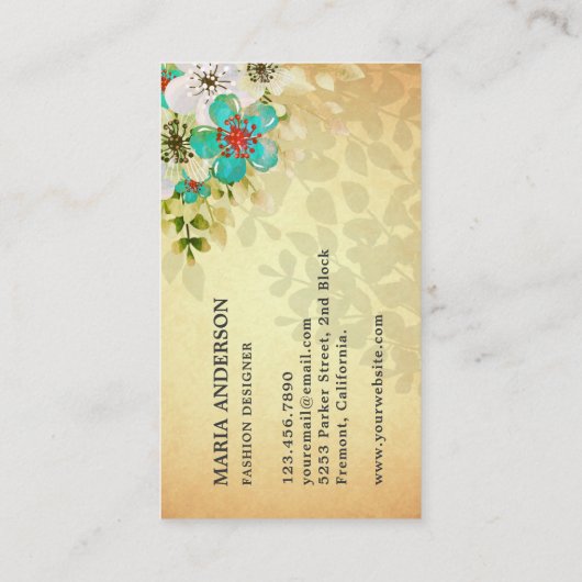 Elegant Rustic Floral Paris Eiffel Tower Visitekaartje (Achterkant)