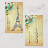Elegant  Rustic Floral Paris Eiffel Tower Visitekaartje (Voorkant / Achterkant)