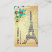 Elegant  Rustic Floral Paris Eiffel Tower Visitekaartje (Voorkant)