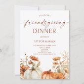 Elegant Rustic Floral Pumpkin Friendsgiving Dinner Kaart (Voorkant)