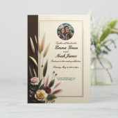 Elegant Rustic Floral Wedding Invitation Kaart (Staand voorkant)