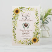 Elegant Rustic Floral Wedding Invitation Kaart (Staand voorkant)