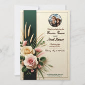 Elegant Rustic Floral Wedding Invitation Kaart (Voorkant)