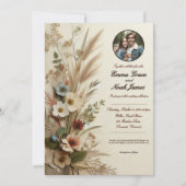 Elegant Rustic Floral Wedding Invitation Kaart (Voorkant)