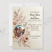 Elegant Rustic Floral Wedding Invitation Kaart (Voorkant)