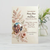 Elegant Rustic Floral Wedding Invitation Kaart (Staand voorkant)