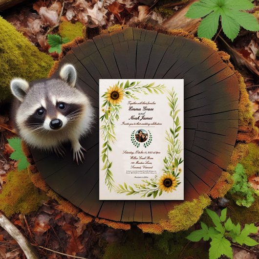 Elegant Rustic Floral Wedding Invitation Kaart