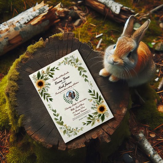 Elegant Rustic Floral Wedding Invitation Kaart