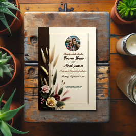 Elegant Rustic Floral Wedding Invitation Kaart