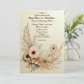 Elegant Rustic Floral Wedding Invitation Kaart (Staand voorkant)