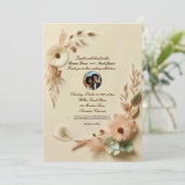 Elegant Rustic Floral Wedding Invitation Kaart (Staand voorkant)