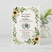 Elegant Rustic Floral Wedding Invitation Kaart (Staand voorkant)