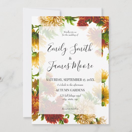Elegant Rustic Floral Wedding Invitation Kaart (Voorkant)