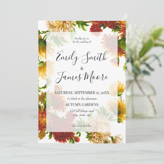 Elegant Rustic Floral Wedding Invitation Kaart (Staand voorkant)