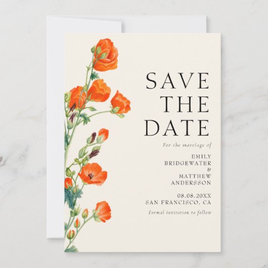 Elegant Rustic Floral Wedding Save The Date (Voorkant)