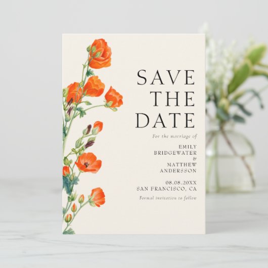 Elegant Rustic Floral Wedding Save The Date (Staand voorkant)