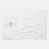 Elegant Rustic Floral Whisk Monogram Theedoek (Horizontaal)