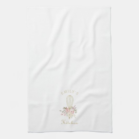 Elegant Rustic Floral Whisk Monogram Theedoek (Verticaal)