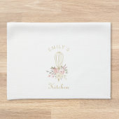 Elegant Rustic Floral Whisk Monogram Theedoek