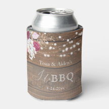 Elegant Rustic Floral Wood I Do BBQ Beer