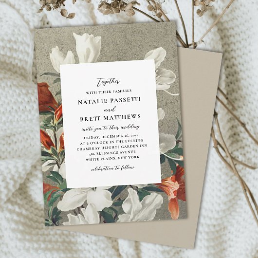 Elegant Rustic Florals Terracotta Sinaasappel Wedd Kaart