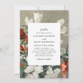 Elegant Rustic Florals Terracotta Sinaasappel Wedd Kaart (Voorkant)