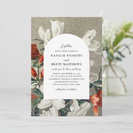 Elegant Rustic Florals Terracotta Wedding Kaart (Staand voorkant)