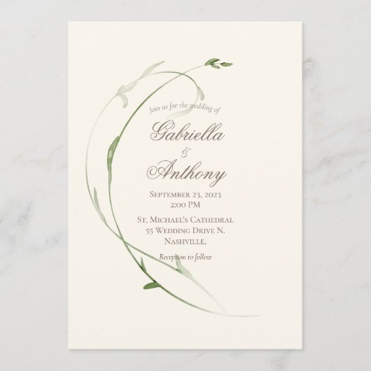 Elegant Rustic Foilage Leaves Greenery Wedding Kaart (Voorkant)