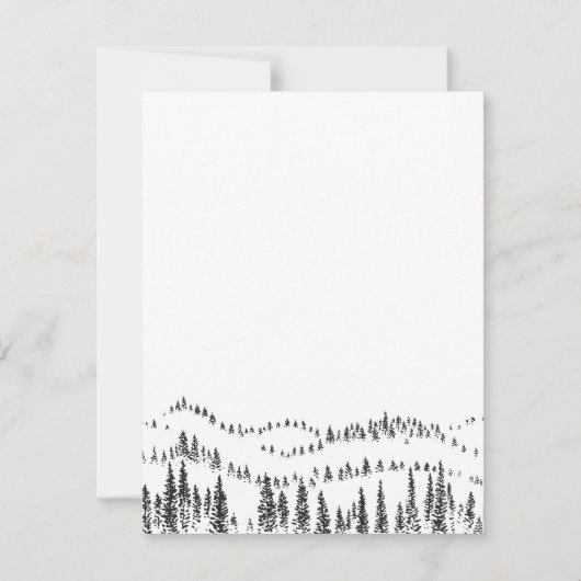 Elegant Rustic Forest Mountain Sketch Wedding Kaart (Achterkant)